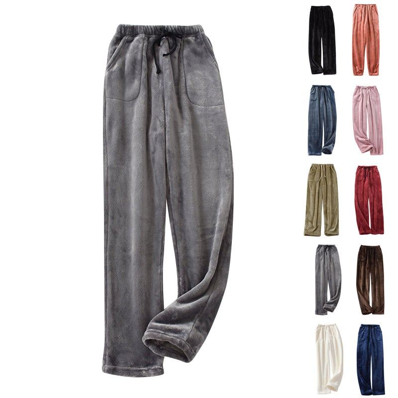 Flannel Loose Fit Lounge Pants Casual Warm Trousers - Image 1