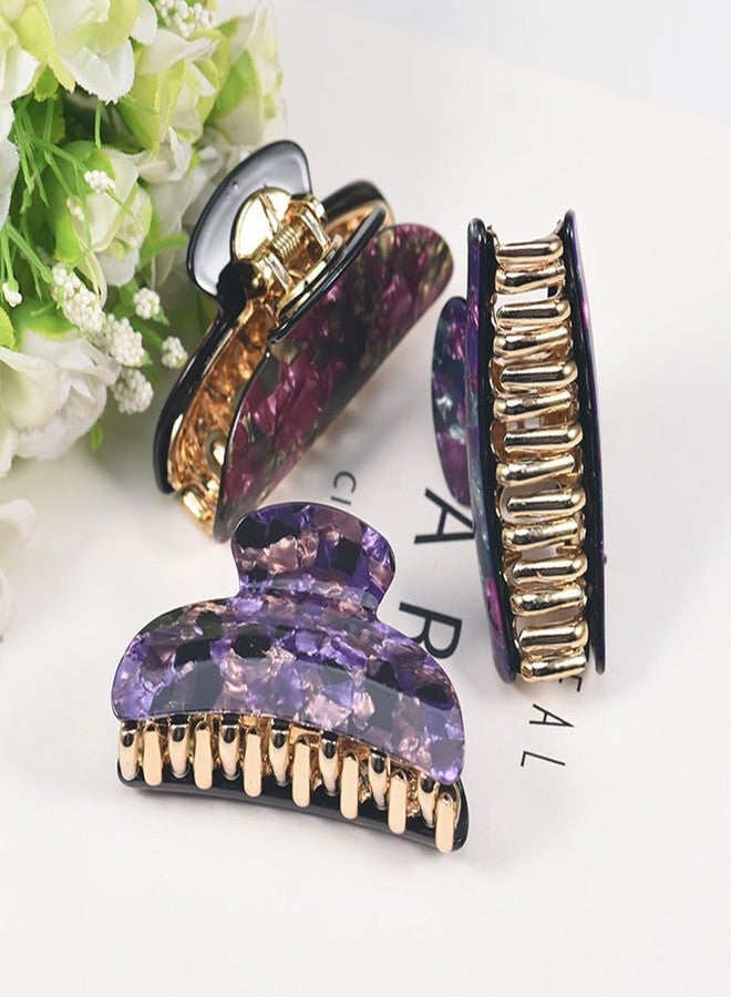 Xiwstar 3 PCS Floral Hair Claw Clips for Women and Girls Medium Claw Clips for Thin/Medium Fine Hair Strong Hold Nonslip Hair Jaw Clips - Image 3