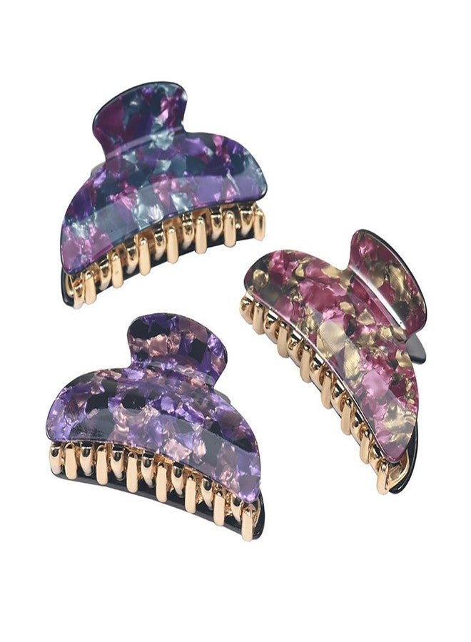Xiwstar 3 PCS Floral Hair Claw Clips for Women and Girls Medium Claw Clips for Thin/Medium Fine Hair Strong Hold Nonslip Hair Jaw Clips - Image 1