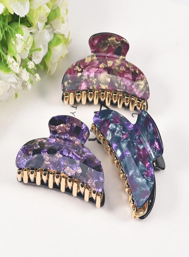 Xiwstar 3 PCS Floral Hair Claw Clips for Women and Girls Medium Claw Clips for Thin/Medium Fine Hair Strong Hold Nonslip Hair Jaw Clips - Image 2