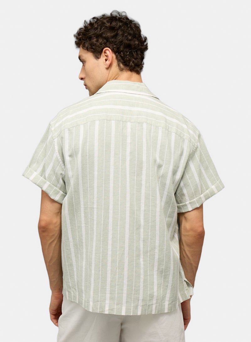 American Eagle AE Relaxed Fit Linen-Blend Camp Collar Shirt - Image 4