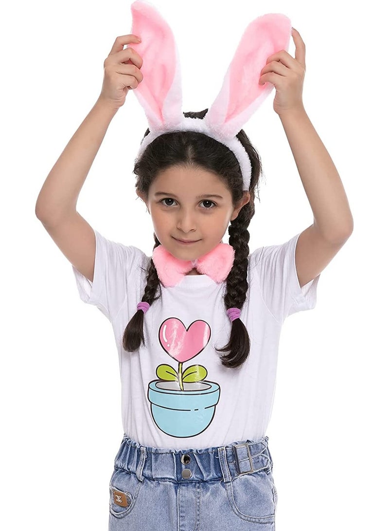 Luckam 3-Piece Plush Rabbit Ears Headwear Set Including Rabbit Ears Headband, Bow Tie and Tail for Adult and Kids Cosplay Party Dress Up Accessories - Image 3