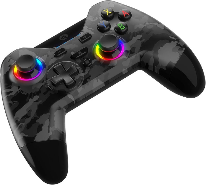 Gioteck Nintendo Switch Controller WX4+ with Customisable RGB lighting, Wireless Controller works with Switch Console, Switch OLED, Switch Lite - Dark Camo - Image 4