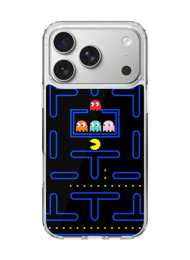 Stylizedd Classic Clear MagSafe Case for iPhone 17 Pro , Hybrid Soft Case Flexible Edges Anti Drop TPU PC Gel Thin Transparent Cover [ Designed for iPhone 17 Pro ] - Pacman Full Print