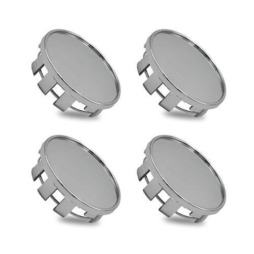 CyperFair 4 PCS 21 Inch54 MM Wheel Center Hub Caps Snapon Plastic Steel Rim Shaped Car Hubcap Wheel Center Protective Cover Tuning Replacement Parts Fits Most Cars Silver - Image 1