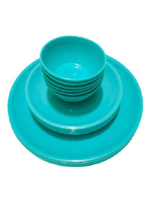Everbuy - Everbuy Microwave Safe Dinner Set - 18 Pcs (Round, Sea Green) - Image 1