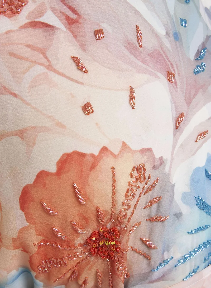 KASHKHA  Butter Georgette Floral Print Handwork Dress (VW334) for Women | Best Price UAE