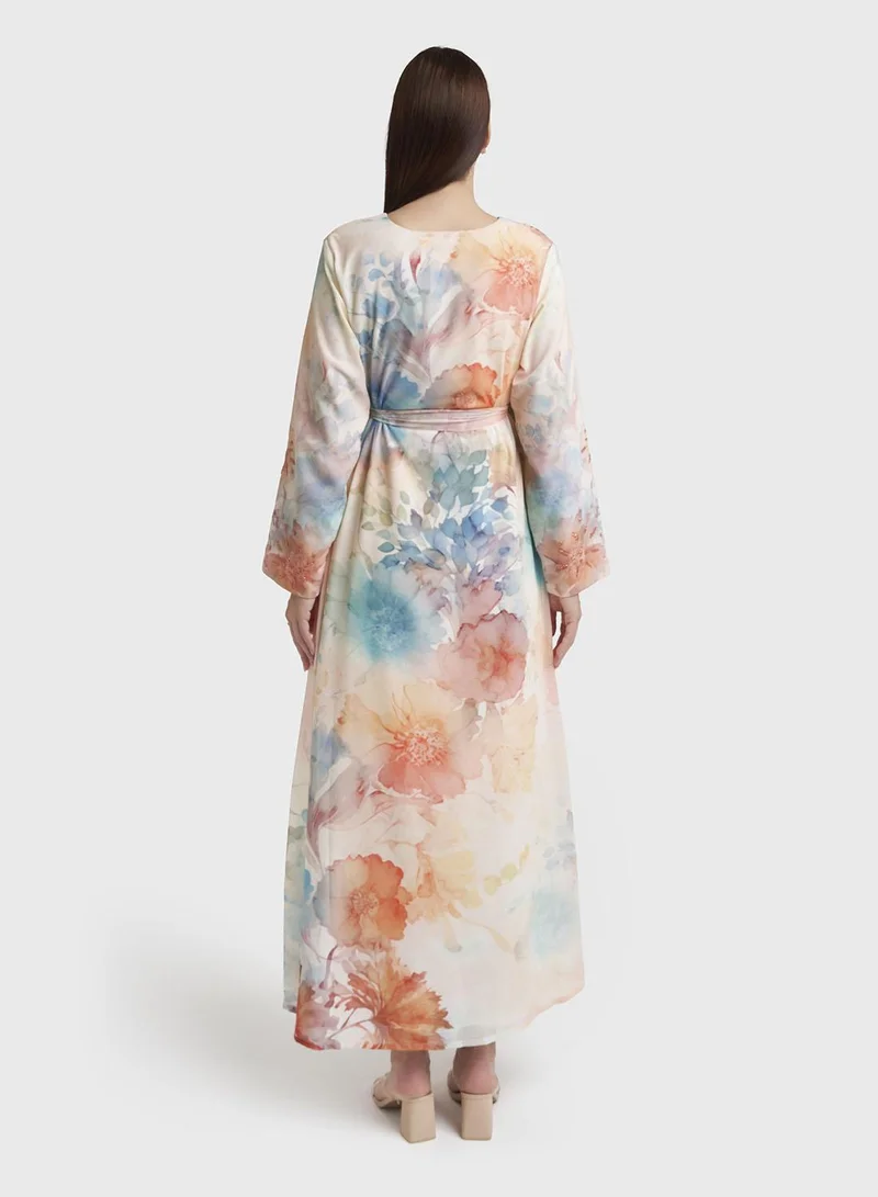 KASHKHA  Butter Georgette Floral Print Handwork Dress (VW334) for Women | Best Price UAE