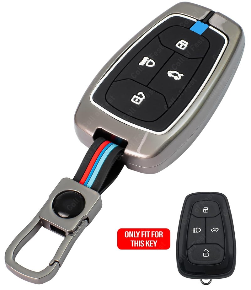 Coll of Fest Metal Silicon Key Cover Compatible with Tata Nexon, Harrier | Safari | Altroz | Tigor | Ev | Punch | Tiago Ev Electric 4 Button Smart Key Feature Visible in Low-Light Condition - Image 3