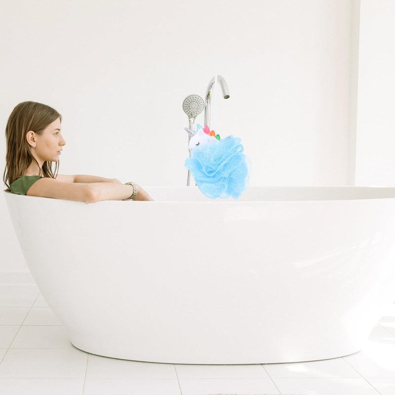 Unicorn Mesh Bath Balls Exfoliating Shower Scrubber Pink And Blue Cartoon Bath Accessory 2 Pack - Image 5