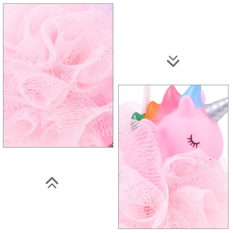 Unicorn Mesh Bath Balls Exfoliating Shower Scrubber Pink And Blue Cartoon Bath Accessory 2 Pack - Image 4