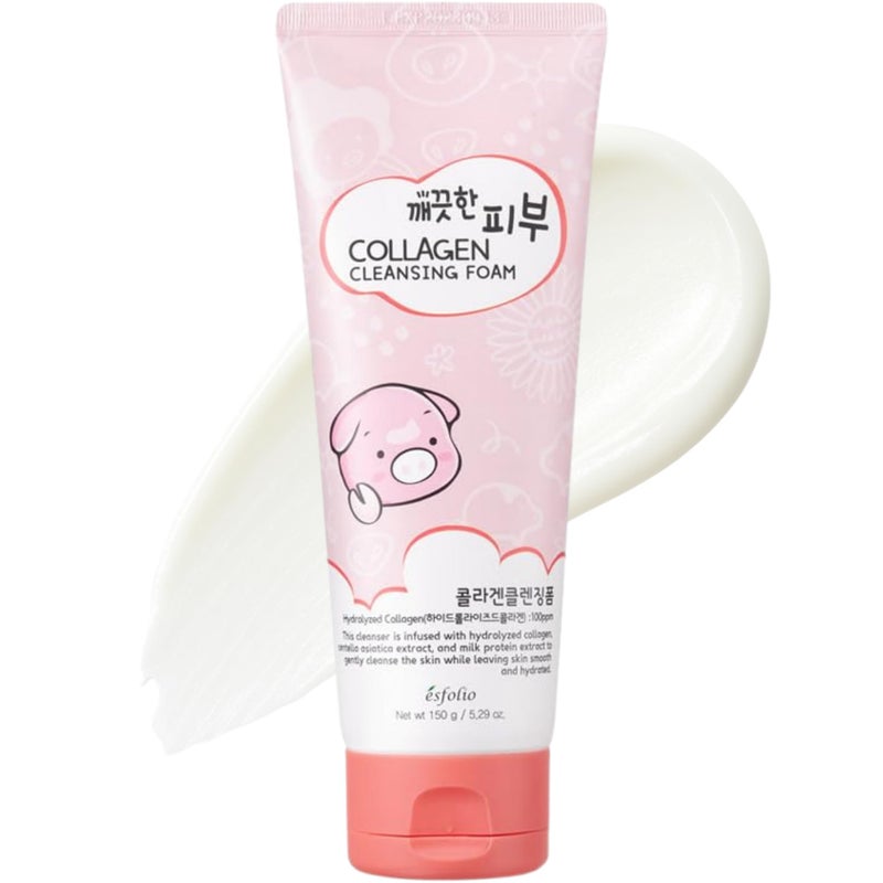 esfolio Collagen Cleansing Foam â€“ Hydrating Face Wash for Deep Cleansing&Nourishing Skin â€“ Korean Skincare All Skin Types â€“ Gentle Foaming Facial Cleanser with Centella&Milk Protein (5.29 OZ-150ML) - Image 1