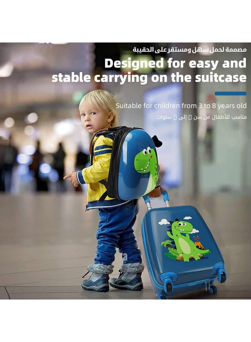 Kids Luggage Set Kids Luggage and Backpack Toddler Lightweight Trolley Case with Spinner Wheels Hardside Carry-On Suitcase for Boys and Girls (Blue) - Image 2