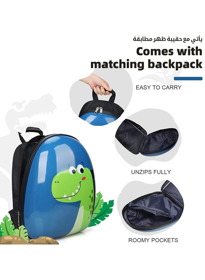 Kids Luggage Set Kids Luggage and Backpack Toddler Lightweight Trolley Case with Spinner Wheels Hardside Carry-On Suitcase for Boys and Girls (Blue) - Image 3
