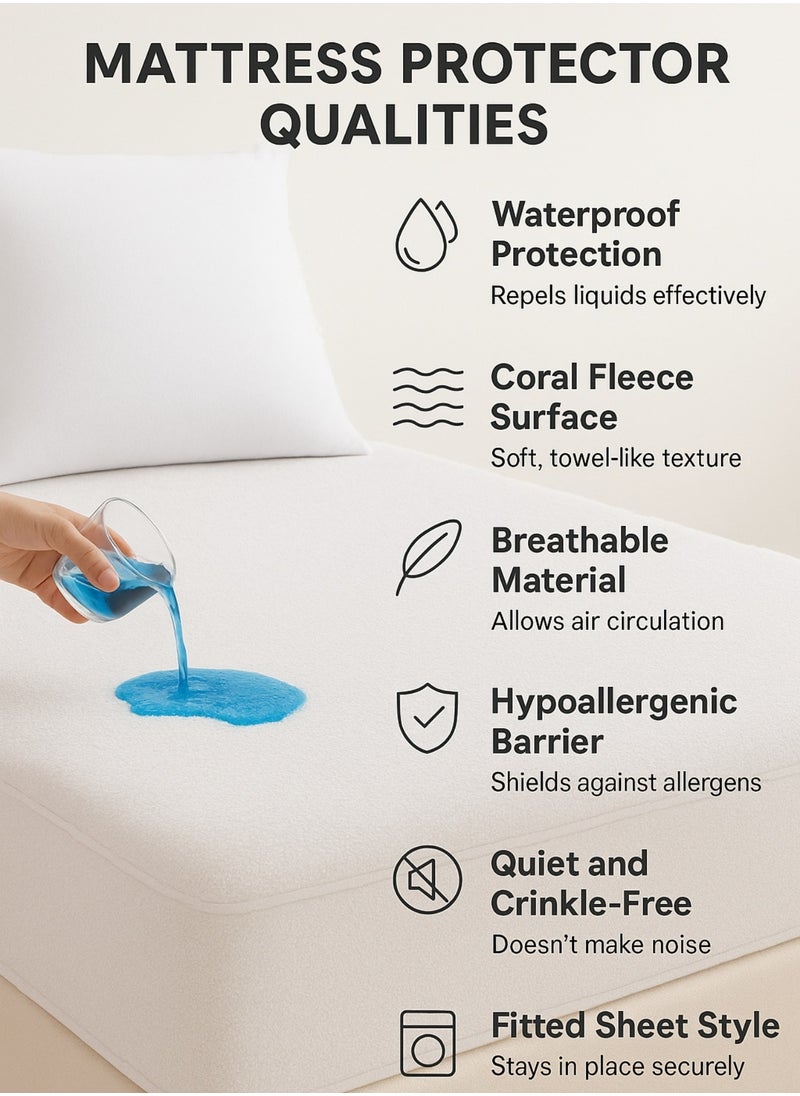 F.A.M.S 100% Cotton Premium Waterproof Mattress Protector Made in Saudi, Hypoallergenic & Ultra Soft Breathable Bed Mattress Cover for Protection  - Image 2