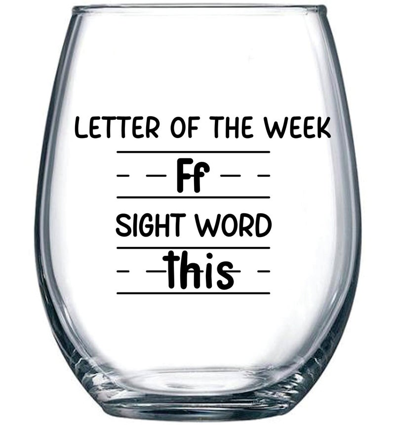 Gelid Sight Words 15 Oz Wine Glass - Teacher Appreciation Gifts - Best New Teacher Gift Idea For Women  Funny Back To School Present From Students  Thank You Gifts For Coworker Retirement Birthday Christmas - Image 1