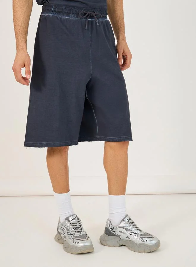 Styli Terry Acid Wash Round Neck T-Shirt and Shorts Co-Ords