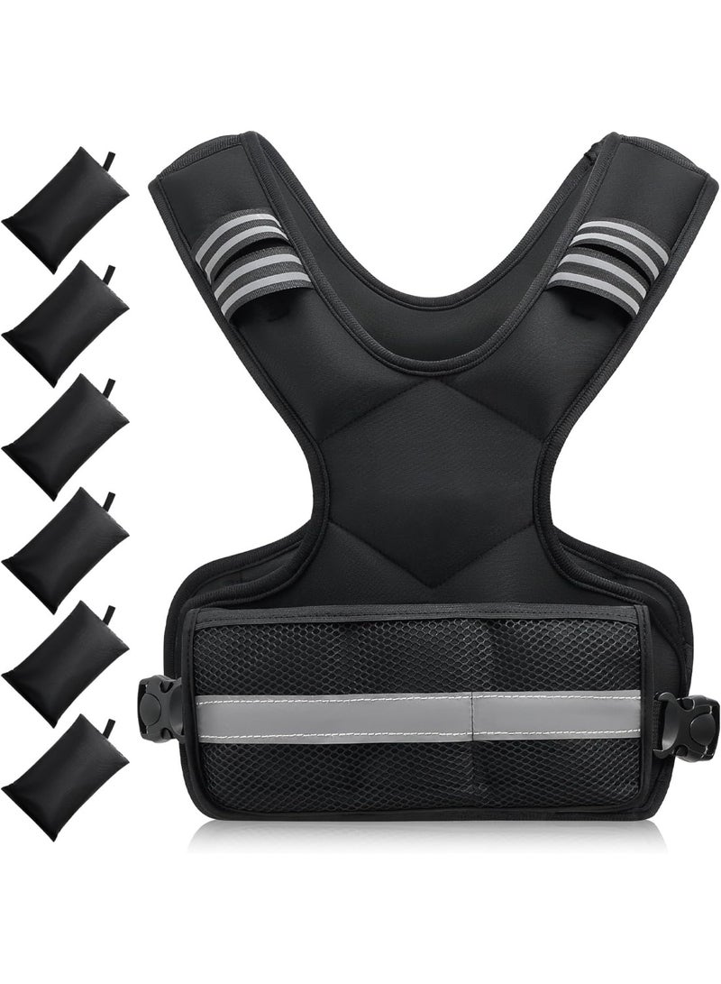 LBMT سترة مرجحة قابلة للتعديل، سترة 4-10 رطل مع 6 مكاوي وأوزان قابلة للفصل، للتمرينات المنزلية، مجموعة تمارين سترة وزن الجسم القابلة للتعديل، لتدريب القلب والقوة، للرجال والنساء - Image 1