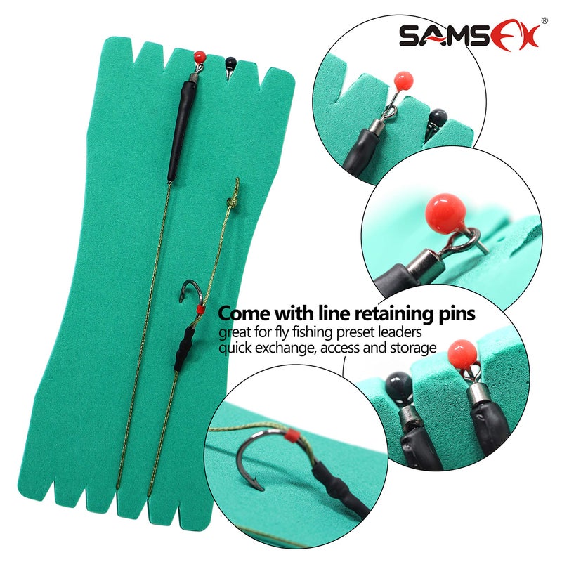 SAMSFX Fishing Leader Line Holder Foam Board Snelled Hook Keeper with Retaining Pins Accessories Pack of 10 (14 x 6cm, Pins Included) - Image 3