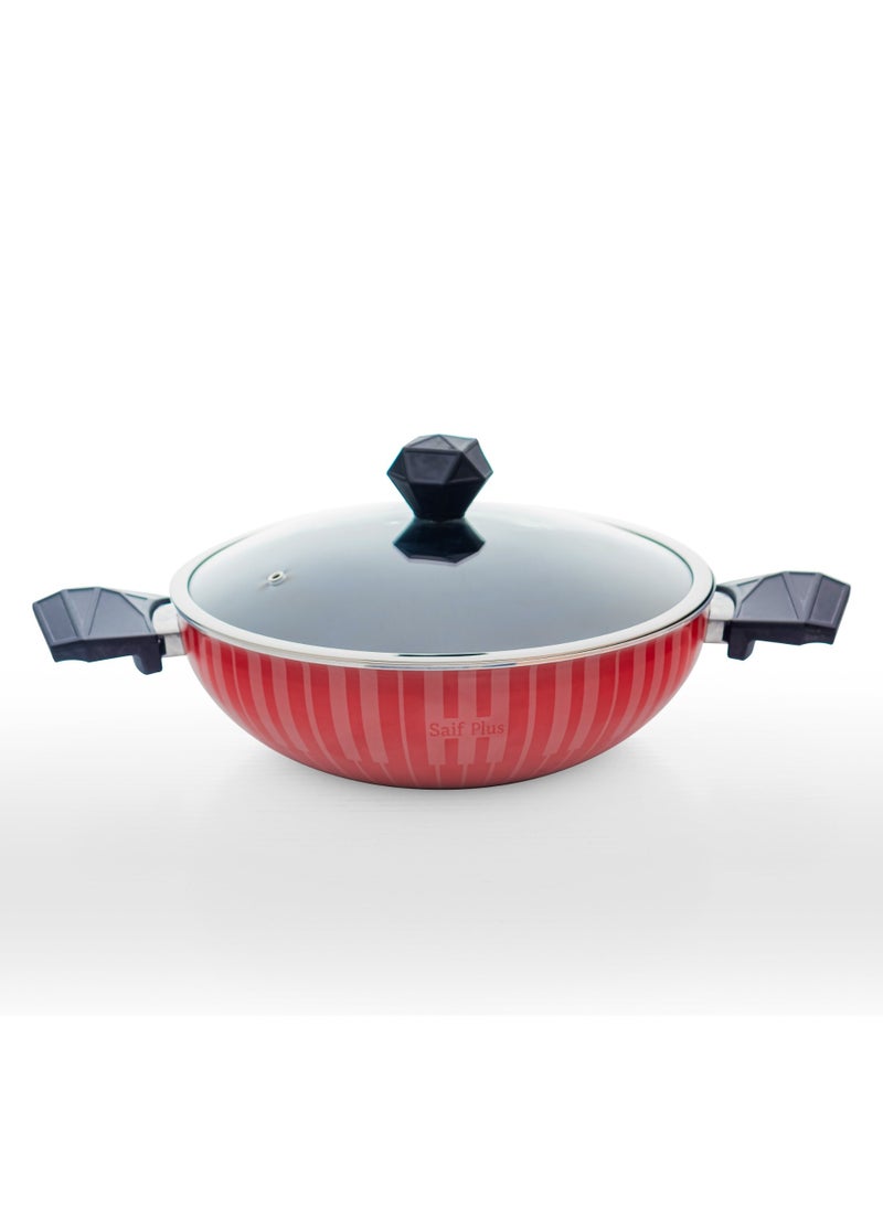 Saif Plus Wok With Glass Lid,W/2 Ears 24/26/30 cm - pzsku/ZCECE5E10A331BA0DE6FAZ/45/_/1739789402/e6cd3daa-25df-4502-b949-c55d00535e7e