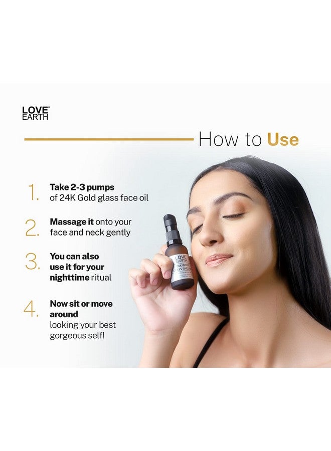 Love Earth LoveEarth 24K Gold Glass Face Oil - Radiance-Boosting Formula with Pure Essential Oils & Real 24K Gold Flakes | Hydrating, Anti-Aging & Paraben-Free Skincare | 30ml - Image 5