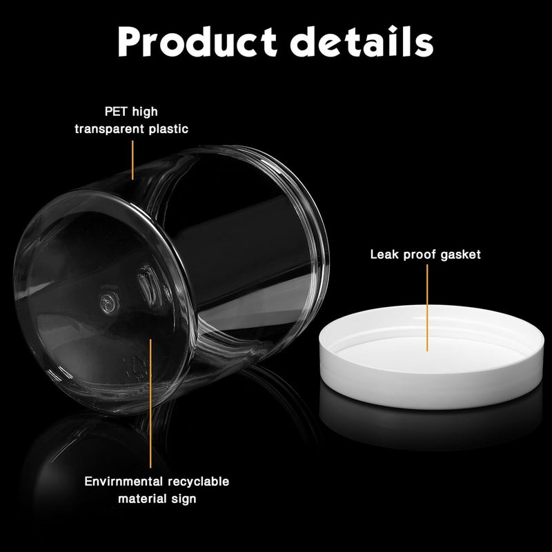 Patelai 4 Pieces Round Wide-mouth Leak Proof Plastic Container Jars with Lids for Travel Storage Makeup Beauty Products Face Creams Oils Salves Ointments DIY Making(16 Ounce,White) - Image 3