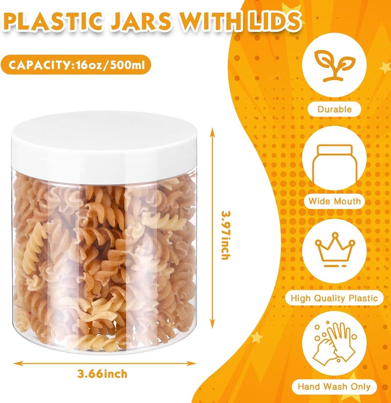 Patelai 4 Pieces Round Wide-mouth Leak Proof Plastic Container Jars with Lids for Travel Storage Makeup Beauty Products Face Creams Oils Salves Ointments DIY Making(16 Ounce,White) - Image 2