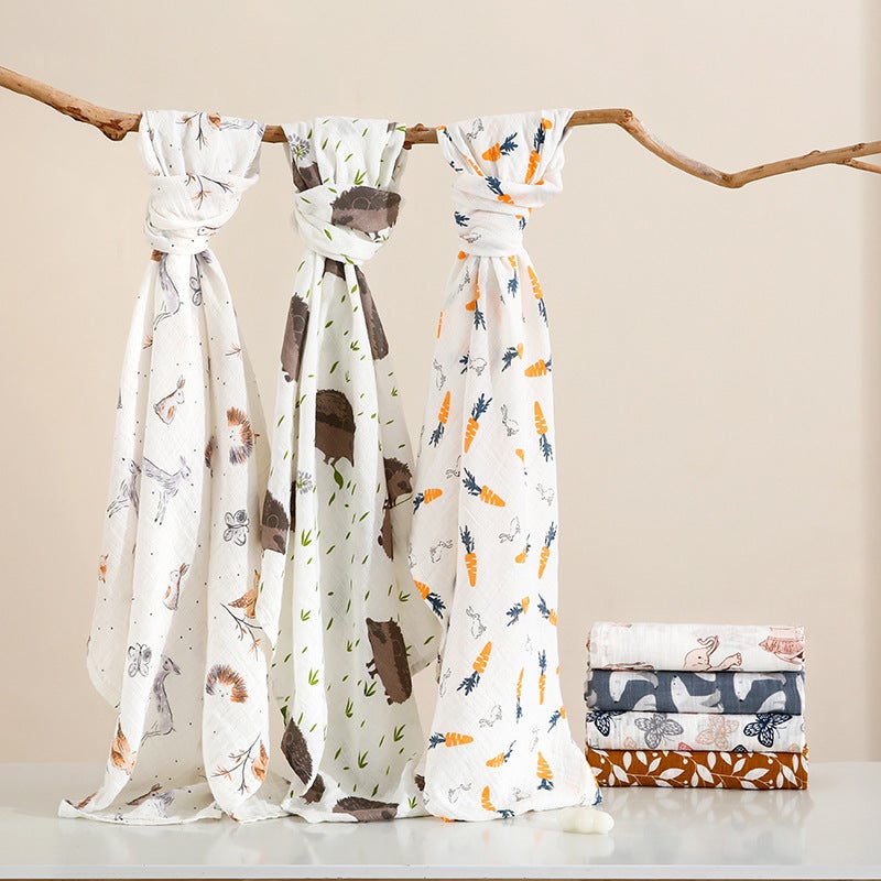 Cotton Two-Layer Wrapping Towel Soft Breathable Newborn Bath Towel Cover Blanket Wrapping Blanket Baby Baby Products Swaddle Towel - Image 4