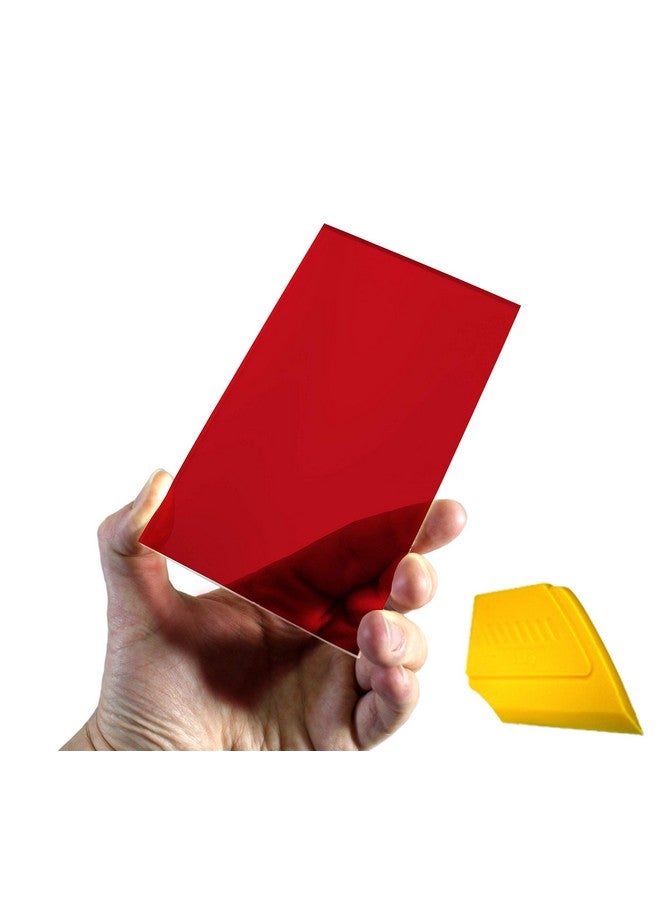 ORACAL 8300 Transparent Red 12" X 24" Colored Window Tinting Vinyl Roll For Cricut Silhouette & Cameo Including Hard Yellow Detailer Squeegee (1 Roll Pack)