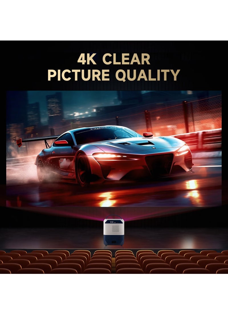 ELTRAZONE - Portable Smart Home Theater 4K Projector with Wi-Fi, Bluetooth, Android OS – Mobile Screen LED TV Game Projector with Manual Focus, HDMI/USB/AV Ports, Remote Control, Adjustable Angle Stand for Movies, Gaming & Presentations - Image 1