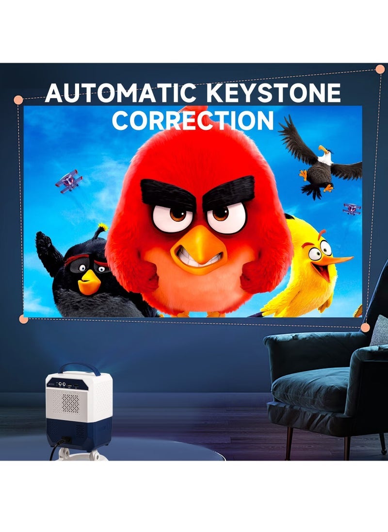 ELTRAZONE - Portable Smart Home Theater 4K Projector with Wi-Fi, Bluetooth, Android OS – Mobile Screen LED TV Game Projector with Manual Focus, HDMI/USB/AV Ports, Remote Control, Adjustable Angle Stand for Movies, Gaming & Presentations - Image 1