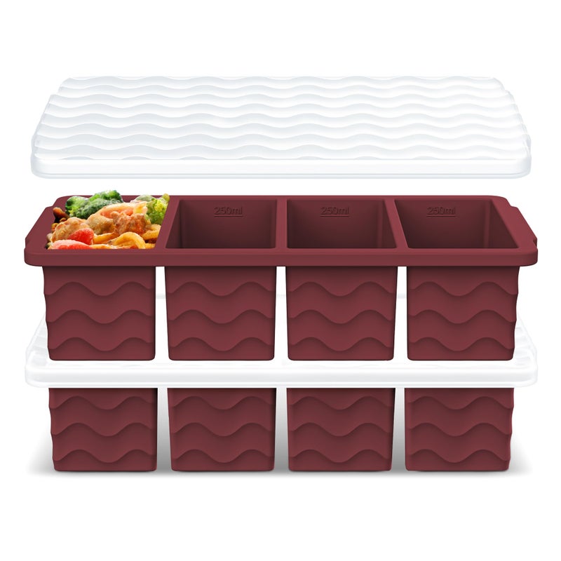 Doasuwish Silicone Freezer Tray for Soup Sauce Cube 2Pcs (Burgundy) - Image 1