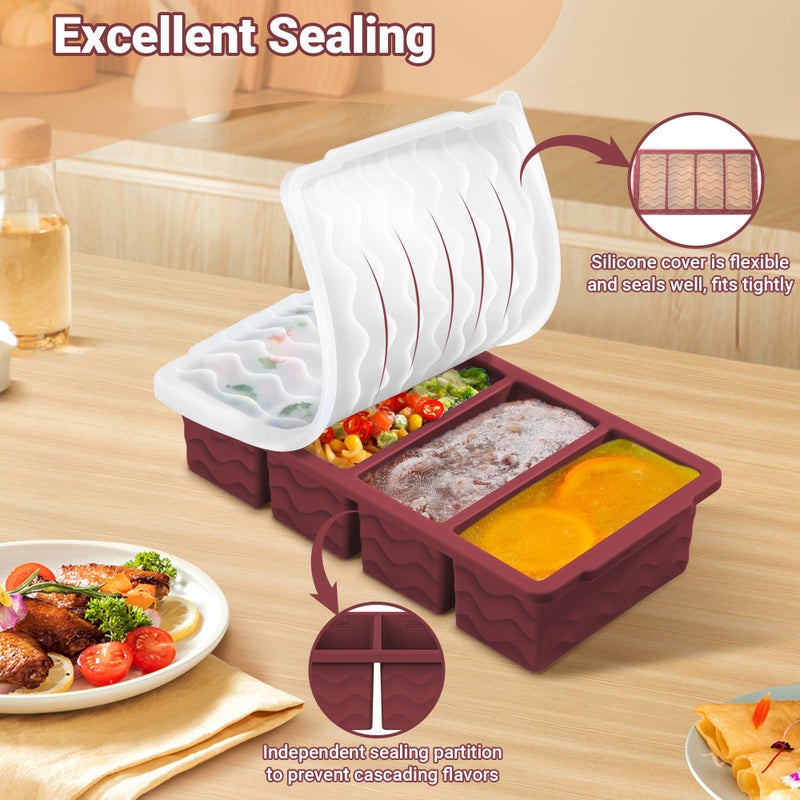 Doasuwish Silicone Freezer Tray for Soup Sauce Cube 2Pcs (Burgundy) - Image 4