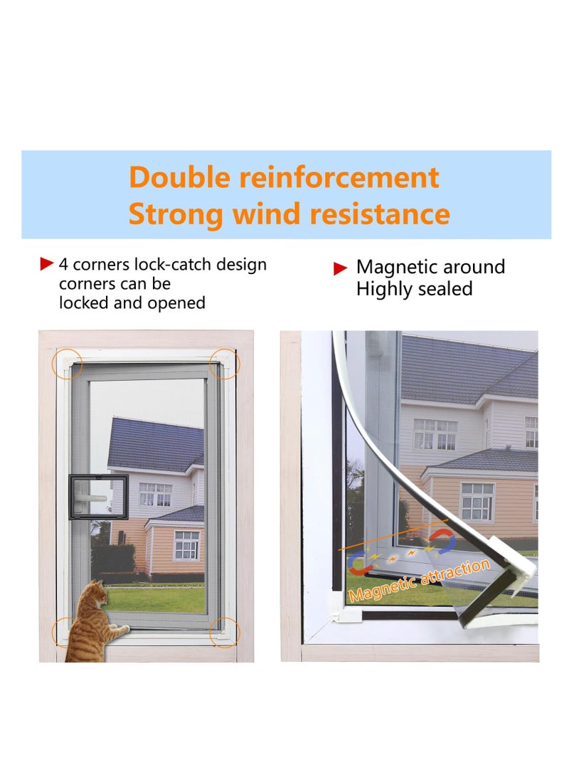 Excefore - DIY Adjustable Magnetic Fly Screen Window, 75 X 150cm Small Magnetic Window Screen, Ultra Seal Shuts Automatically Mosquito Insects Magnetic Fly Screen, Without Drilling Easy to Install, Grey - Image 1