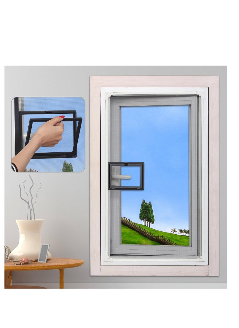 Excefore - DIY Adjustable Magnetic Fly Screen Window, 75 X 150cm Small Magnetic Window Screen, Ultra Seal Shuts Automatically Mosquito Insects Magnetic Fly Screen, Without Drilling Easy to Install, Grey - Image 1