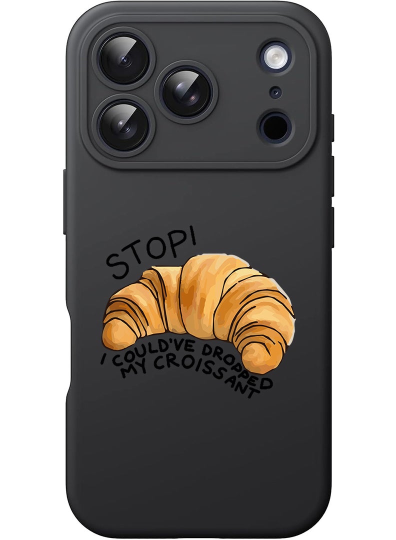 Theodor Protective Slim Fit Case Liquid Silicone Cover with Full Body Protection Anti-Scratch Shockproof Case For Apple iPhone 17 Pro Max (Black) Croissant B - Image 1