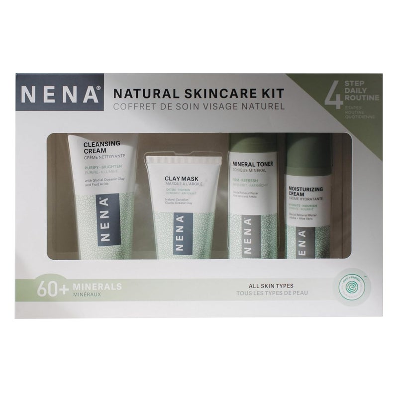 NENA NENA Natural Skincare Kit | 4-Piece Daily Skin Essentials for Women & Men - for Dry, Oily, Normal and Sensitive Skin | EWG Verified, Cruelty Free & Vegan-Friendly