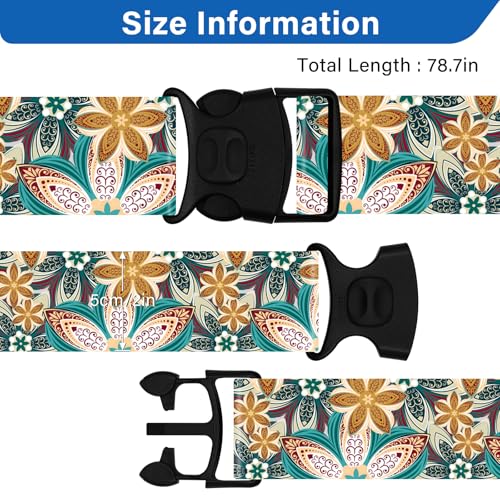 ZHOMA 2 Pack Luggage Straps for Suitcases, Adjustable Travel Belt with Double Lock and Quick Release Buckle, Heavy Duty Nylon Bag Packing Strap, Unique Identifiers Business Travel Accessories-Green Flowers - Image 3
