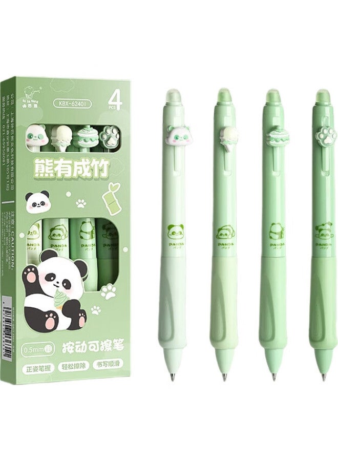 Kaba Bear Kabear Crystal Blue Erasable Pen For Elementary School Students, High-Value Cartoon Cute Erasable Neutral Pen With Triangular Correct Posture, Bear With Bamboo Drawing - Image 2