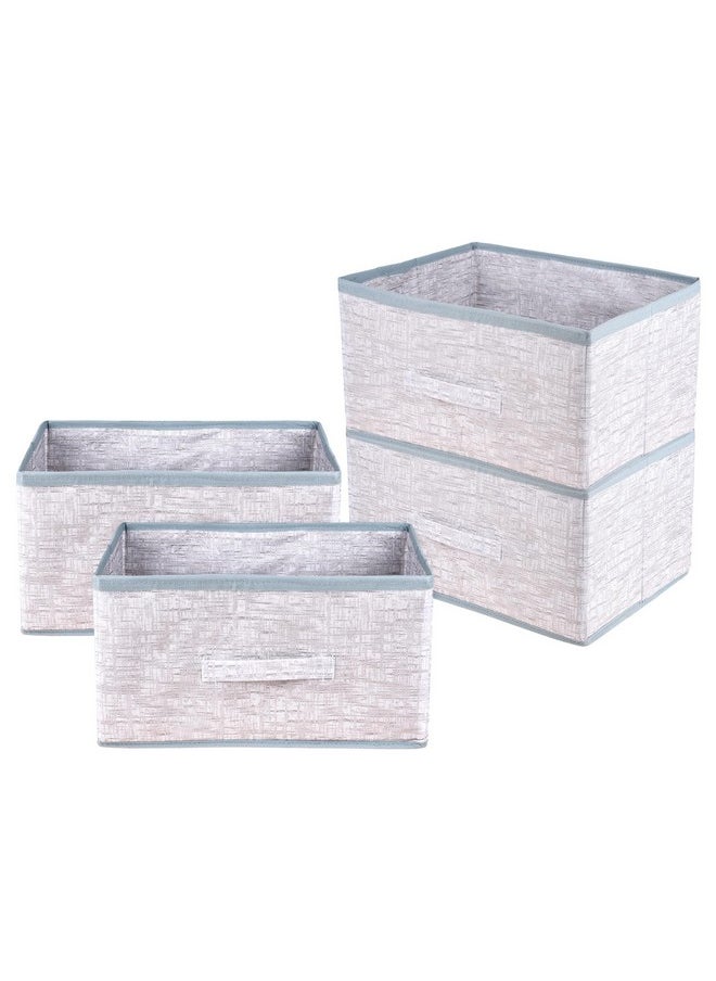 Kuber Industries Kuber Industries Drawer Storage Box | Storage Bin for Clothes | Wardrobe Organizer for Books | Closet Box with Handle | Non-Woven Storage Box | Jute Printed Storage Box | Pack of 4 | Gray  - Image 1