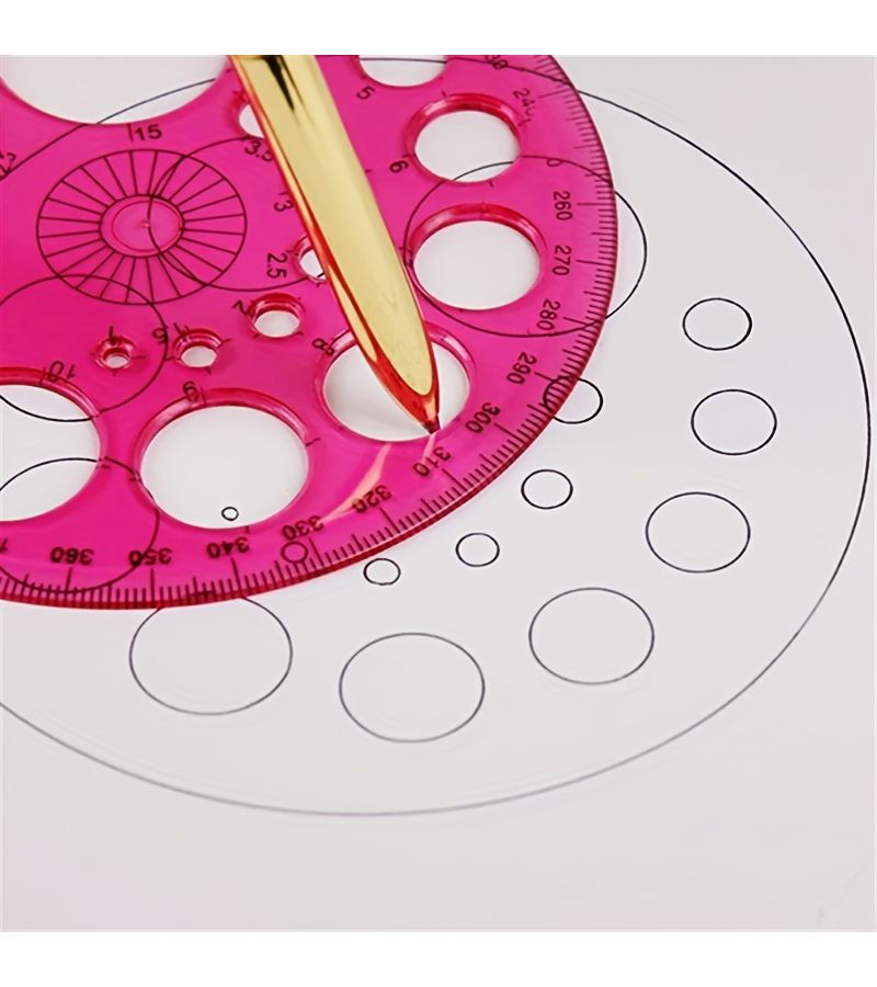 1 4 5 Pcs Random Creative Cute Art Drawing Multi Functional Pattern Ruler Set Circular Ruler With Circles And Degrees For Drawing Repair Office School Supplies Style A Random Color - Image 5