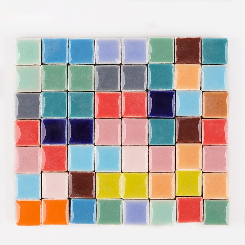 PINUO&KE 200 Pieces / 200 g Square Shapes 1x1 cm Square Ceramic Mosaic Mosaic Tiles for Crafts, Colorful Stained Glass Pieces for Mosaic Projects - Light Purple - Image 3