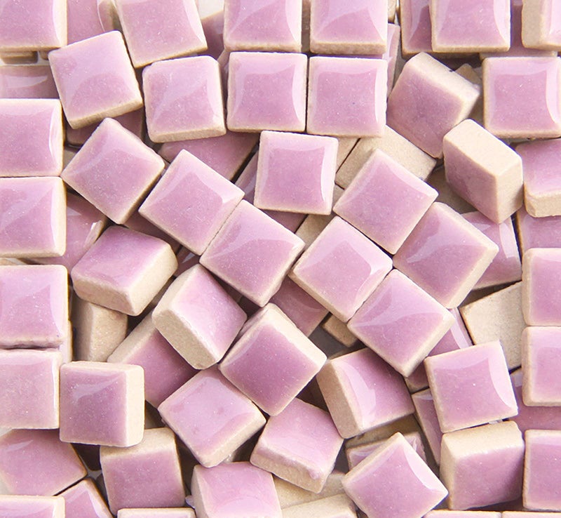 PINUO&KE 200 Pieces / 200 g Square Shapes 1x1 cm Square Ceramic Mosaic Mosaic Tiles for Crafts, Colorful Stained Glass Pieces for Mosaic Projects - Light Purple - Image 1