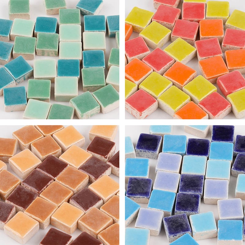 PINUO&KE 200 Pieces / 200 g Square Shapes 1x1 cm Square Ceramic Mosaic Mosaic Tiles for Crafts, Colorful Stained Glass Pieces for Mosaic Projects - Light Purple - Image 2