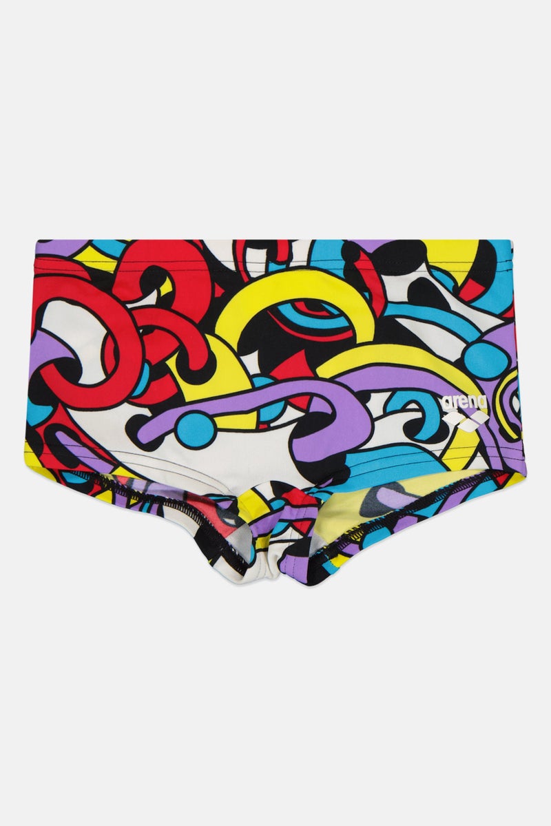 arena Kids Boy Allover Print Cores Low Waist Swimwear Bottom, Multicolor - Image 1