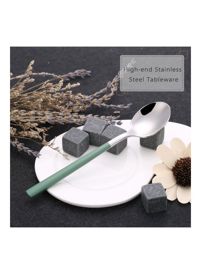 NIBEMINENT Stainless Steel Spoon Green/Silver 14.8x2.8cm - Image 3