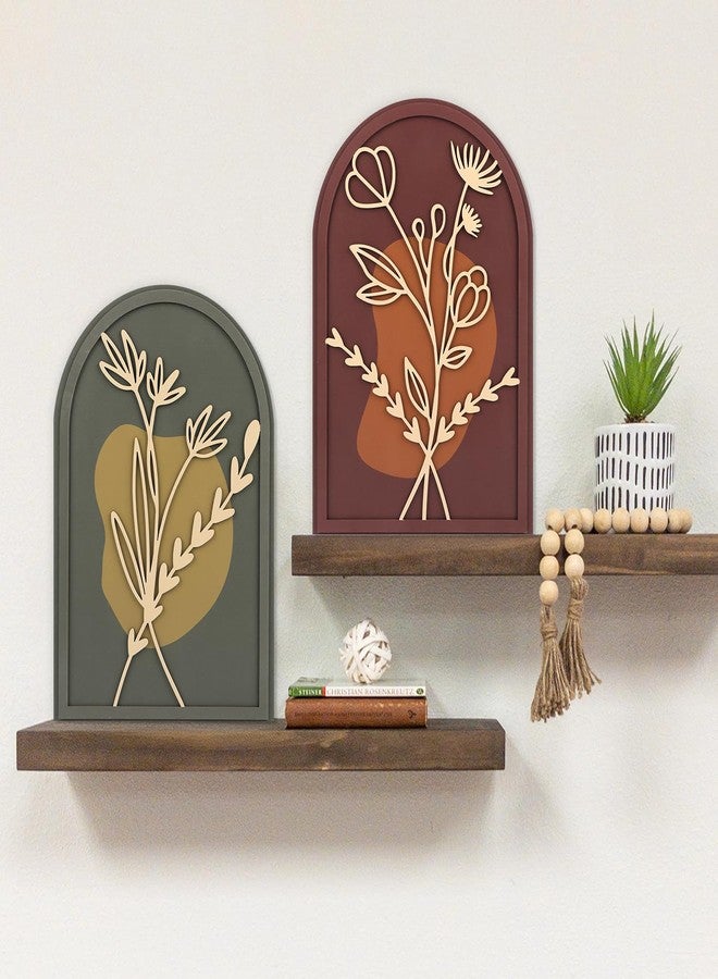 KAIRNE 3D Botanical Boho Bathroom Decor,Bohemian Sign,Floral Aesthetic Wooden Plaques,Plant Minimalist Wall Art Set of 3(13x9inch) Modern Neutral Pictures for Living Room Farmhouse Wall Decor - Image 4