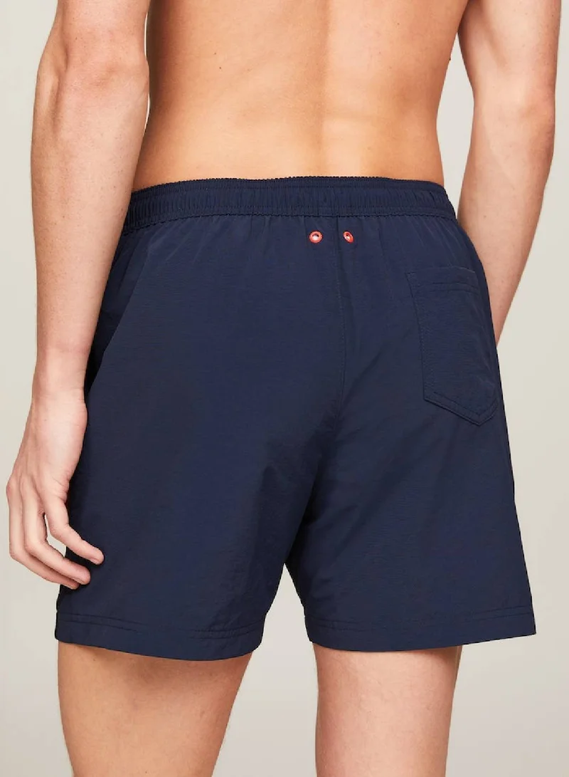 TOMMY JEANS Men's Logo Tape Mid Length Slim Swim Trunks - Nylon, Blue