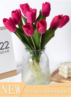 DUNISO 8pcs Artificial Flowers Table Centerpieces Decor Fake Tulips Silk Flowers Bouquets Arrangement for Home Room Office Party Table Flowers Decoration Wedding Table Centerpieces  - Image 1