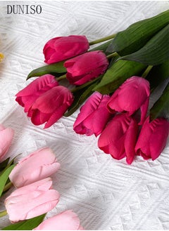 DUNISO 8pcs Artificial Flowers Table Centerpieces Decor Fake Tulips Silk Flowers Bouquets Arrangement for Home Room Office Party Table Flowers Decoration Wedding Table Centerpieces  - Image 3